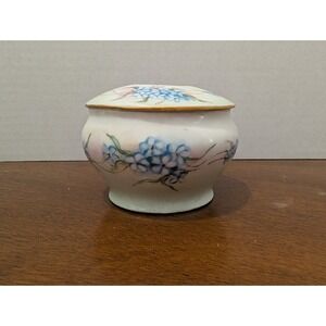 Victorian Hair Receiver, Porcelain, Forget-me-nots, Gold‎ Trim, Welmer Germany